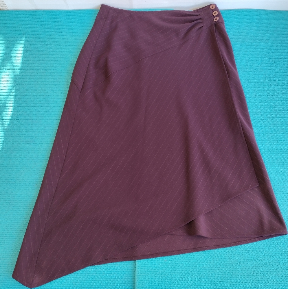 Jon Womens Wool Blend  A-Line Asymmetrical Striped Skirt Layered - Plum - 8